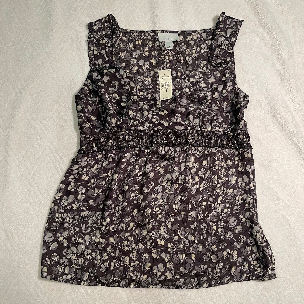 Ann Taylor Loft Grey Pattern Blouse - Size 4